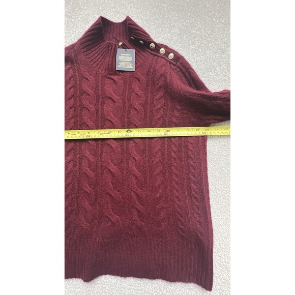 NEW CHARTER CLUB 2 PLY 100% CASHMERE MOCK NECK CABLE KNIT SWEATER XL BURGUNDY - Picture 11 of 11